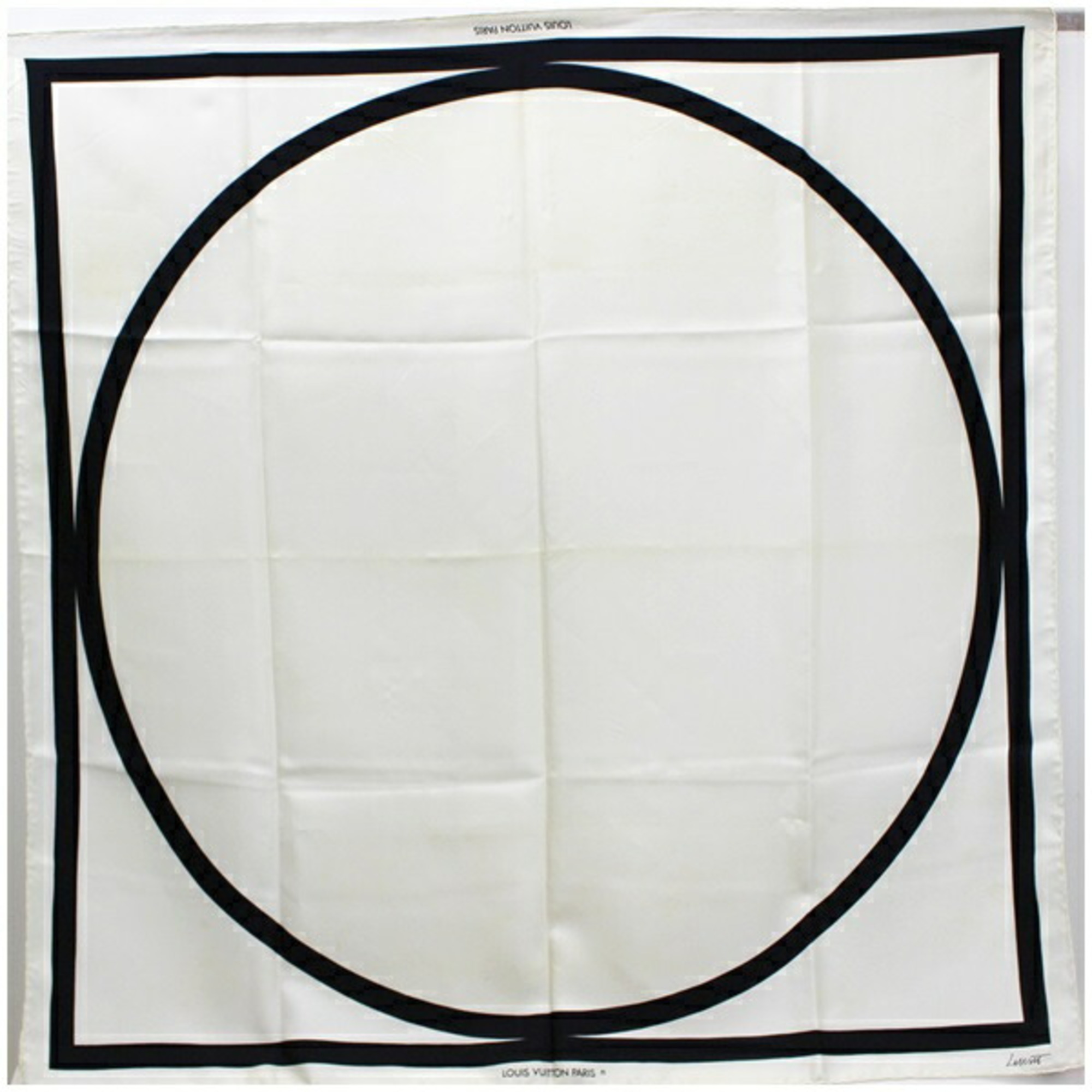 Louis Vuitton Silk Scarf Muffler White X Black Ladies